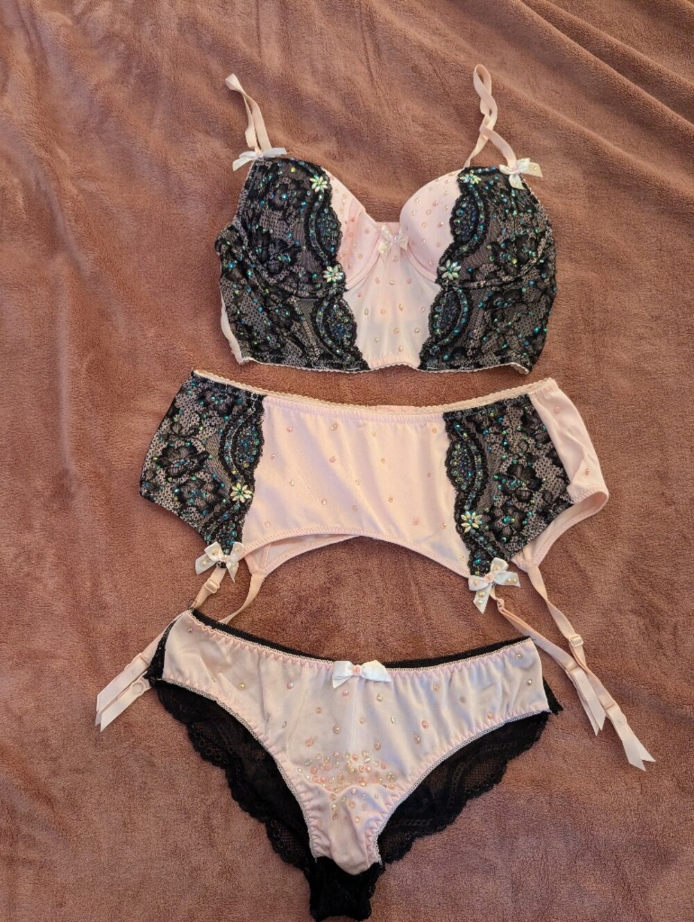 pink and black lace burlesque costume